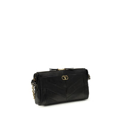Valentino Garavani Schwarze Lammfell-Schultertasche (Ovis Aries Aries)