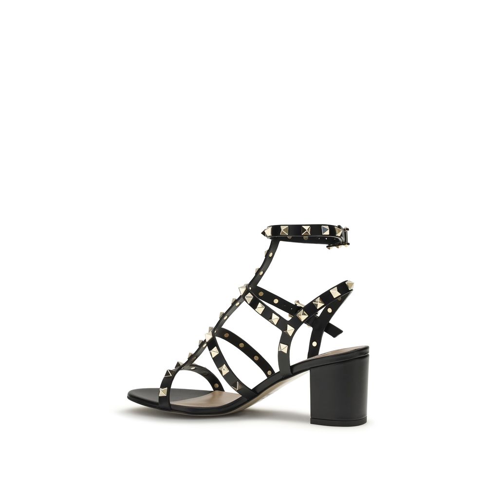 Valentino Garavani Schwarze Plateau-Sandalen aus Kalbsleder Bos Taurus