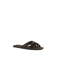Brunello Cucinelli Bruine Kalfsleren Bos Taurus Platte Sandalen