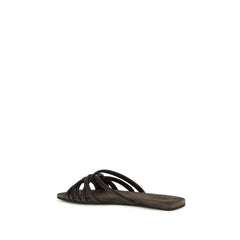 Brunello Cucinelli Bruine Kalfsleren Bos Taurus Platte Sandalen