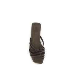 Brunello Cucinelli Bruine Kalfsleren Bos Taurus Platte Sandalen