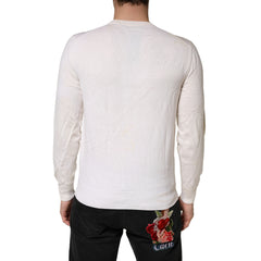 Dolce & Gabbana Witte Virgin Wool Trui met Grafisch Logo en Ronde Hals