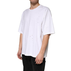 Dolce & Gabbana Weißes Baumwoll-T-Shirt mit Rundhalsausschnitt und kurzen Ärmeln