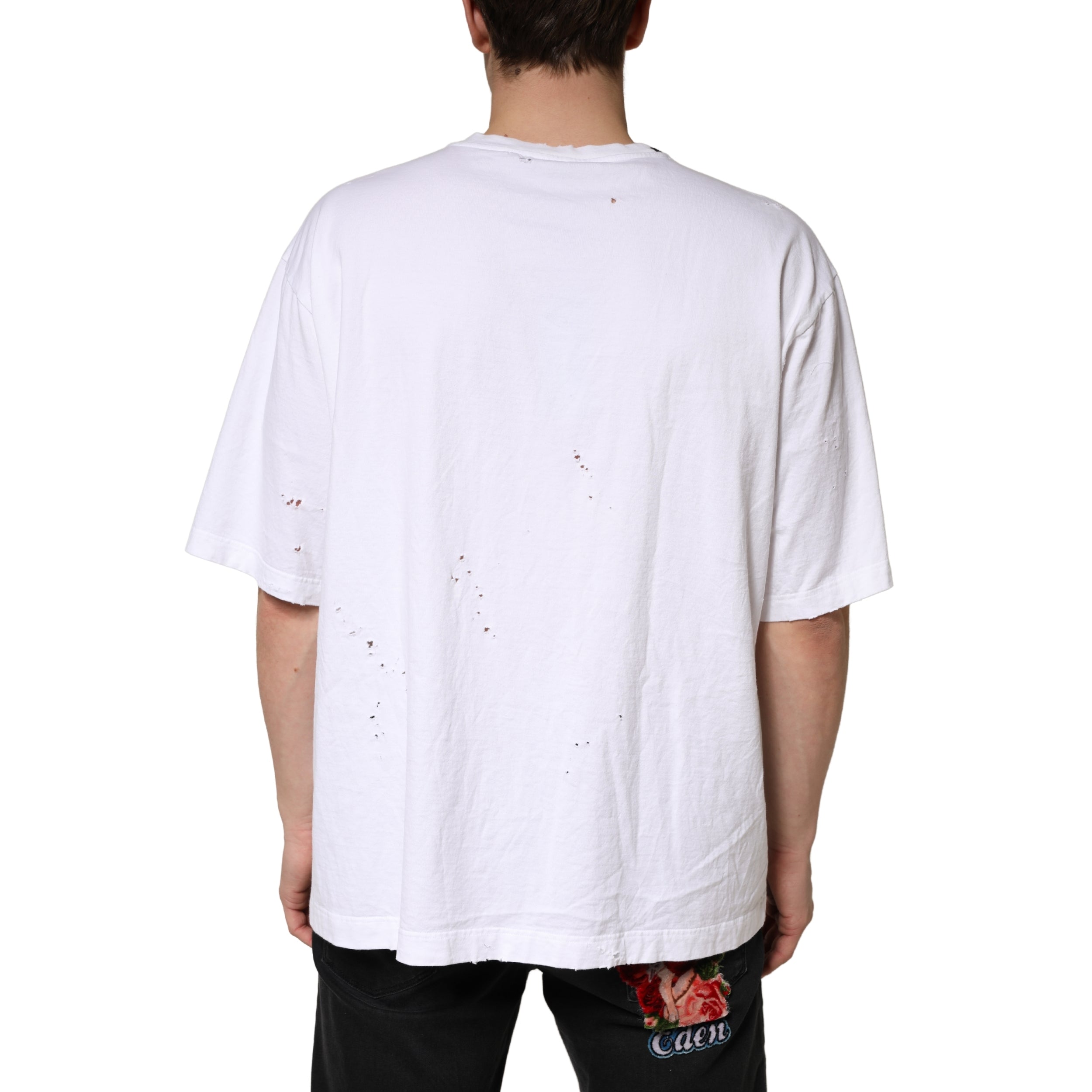 Dolce & Gabbana Weißes Baumwoll-T-Shirt mit Rundhalsausschnitt und kurzen Ärmeln