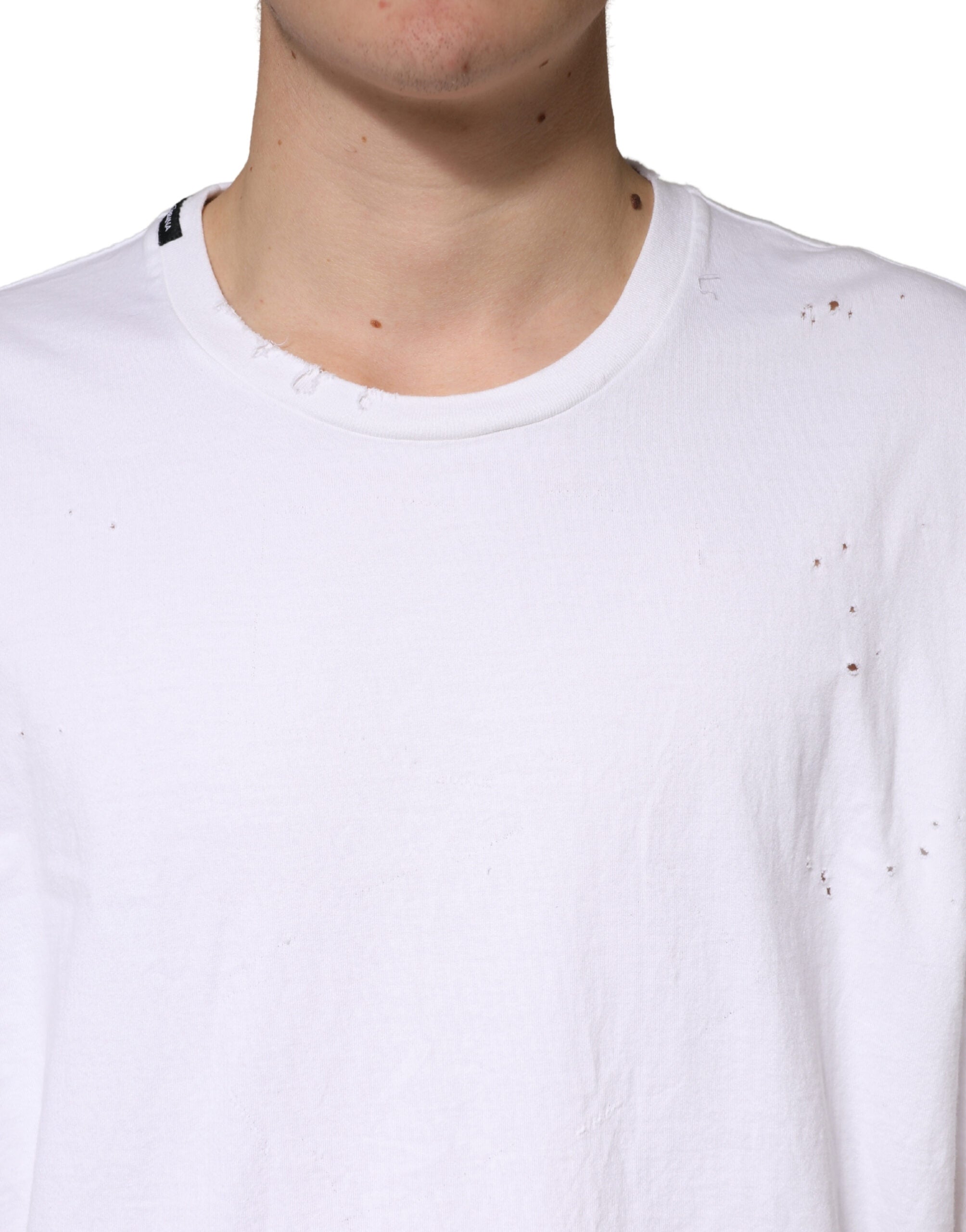 Dolce & Gabbana Weißes Baumwoll-T-Shirt mit Rundhalsausschnitt und kurzen Ärmeln