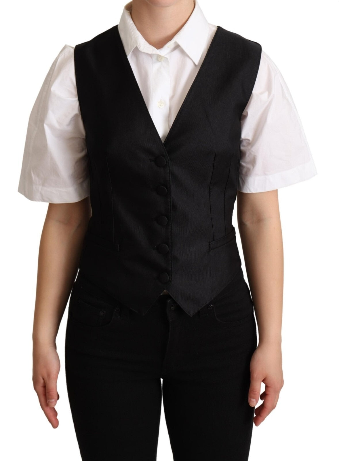 Dolce & Gabbana Schwarze ärmellose Weste aus Seide