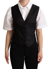 Dolce & Gabbana Schwarze ärmellose Weste aus Seide