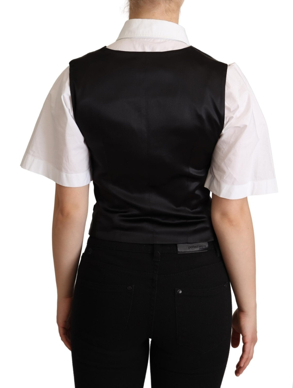 Dolce & Gabbana Schwarze ärmellose Weste aus Seide
