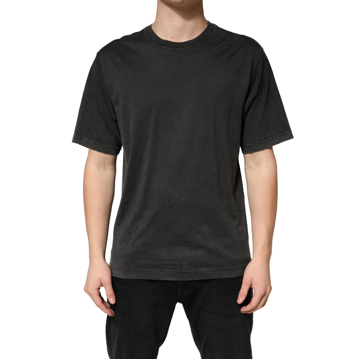 Dolce & Gabbana Schwarzes Baumwoll-T-Shirt mit Rundhalsausschnitt und kurzen Ärmeln