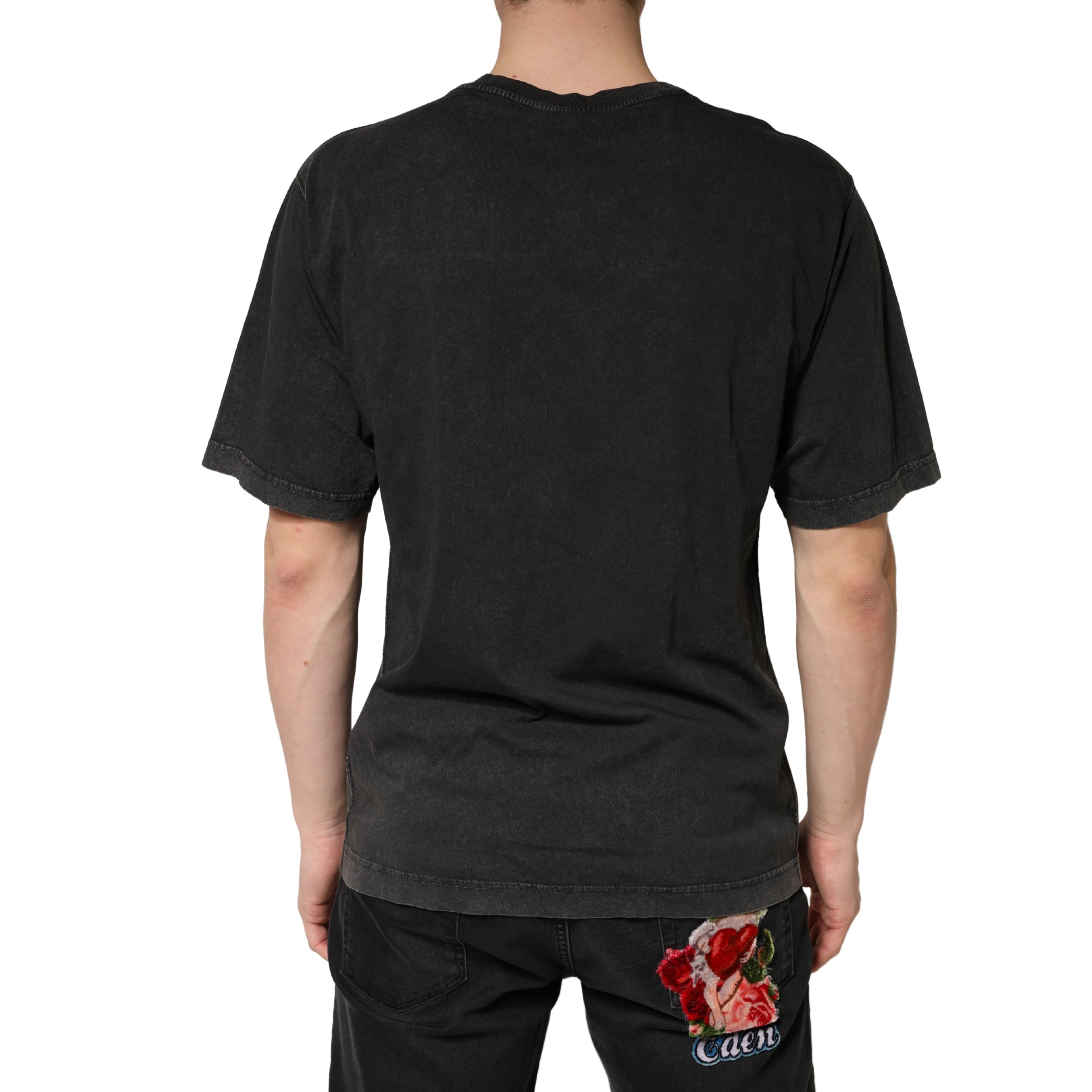 Dolce & Gabbana Schwarzes Baumwoll-T-Shirt mit Rundhalsausschnitt und kurzen Ärmeln