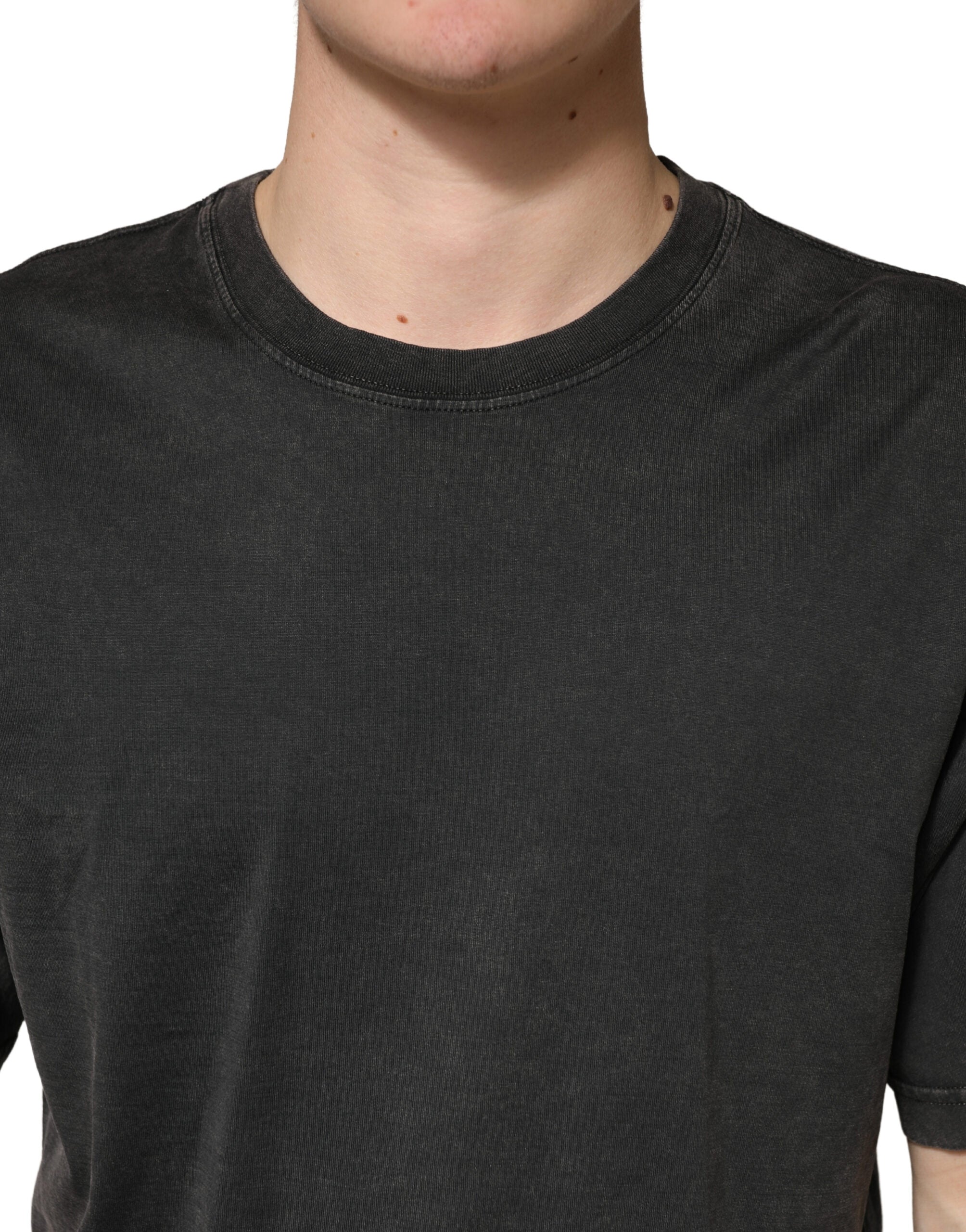 Dolce & Gabbana Schwarzes Baumwoll-T-Shirt mit Rundhalsausschnitt und kurzen Ärmeln