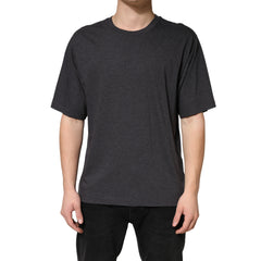Dolce & Gabbana Dunkelgraues Baumwoll-Rundhals-Kurzarm-T-Shirt