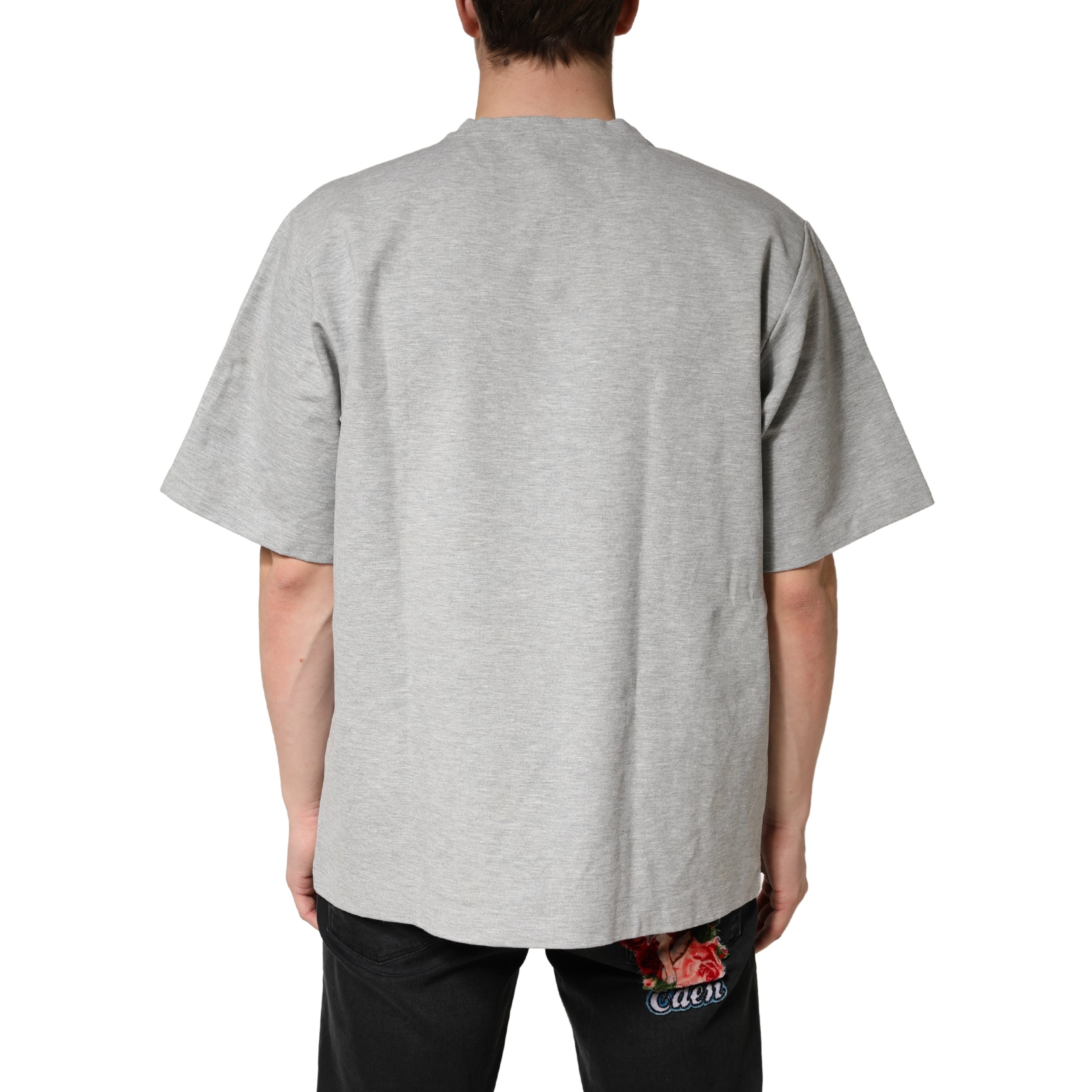 Dolce & Gabbana Graues Baumwoll-Rundhals-T-Shirt mit kurzen Ärmeln