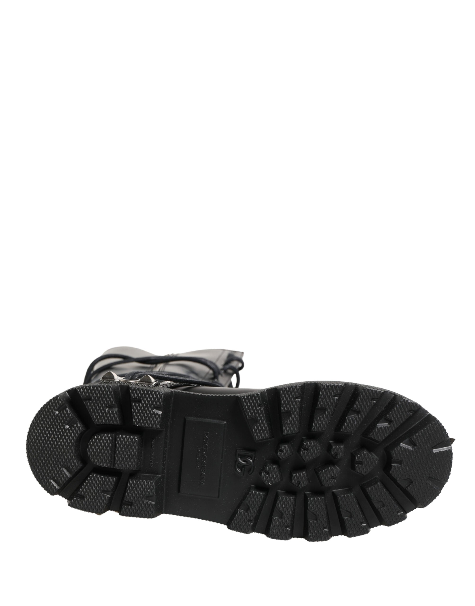 Dolce & Gabbana Schwarze kniehohe Combat-Stiefel aus Leder