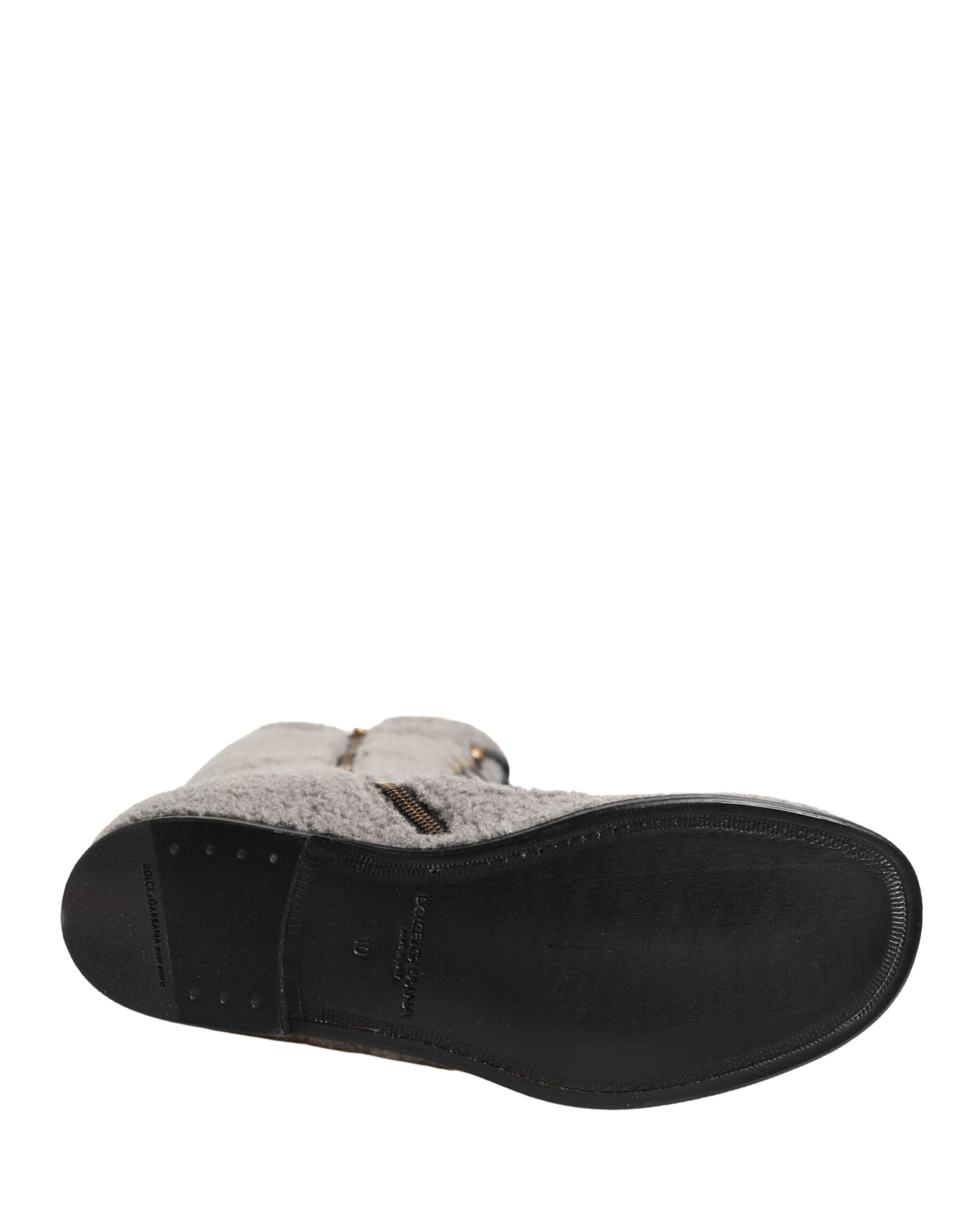 Dolce & Gabbana Graue Shearling-Schnürstiefel, kniehoch