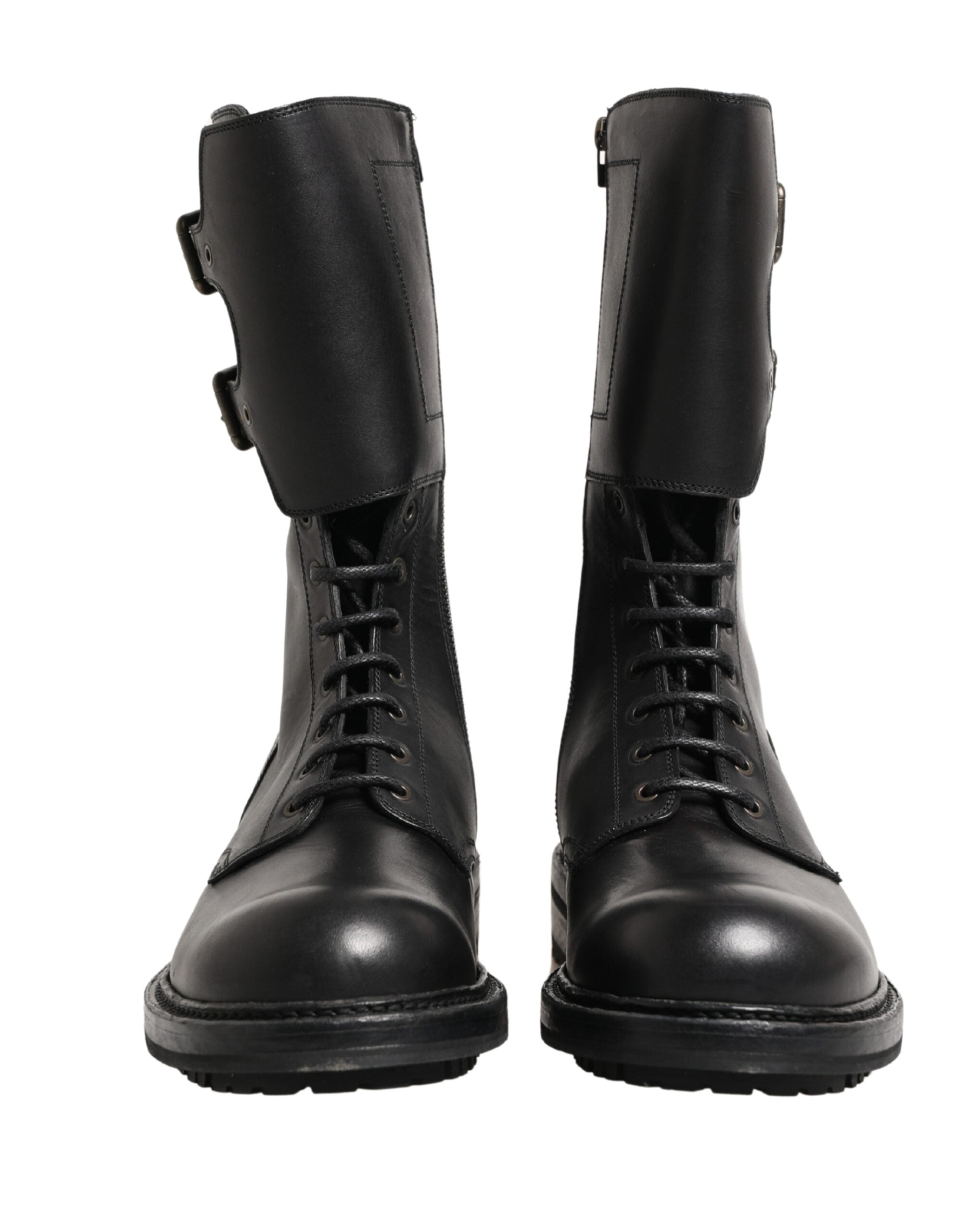 Dolce & Gabbana Schwarze Leder-Schnallenstiefel mit Gürtel