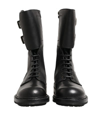 Dolce & Gabbana Schwarze Leder-Schnallenstiefel mit Gürtel