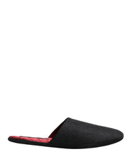 Dolce & Gabbana Anthracite Wool Cashmere Quilted Slippers Shoes