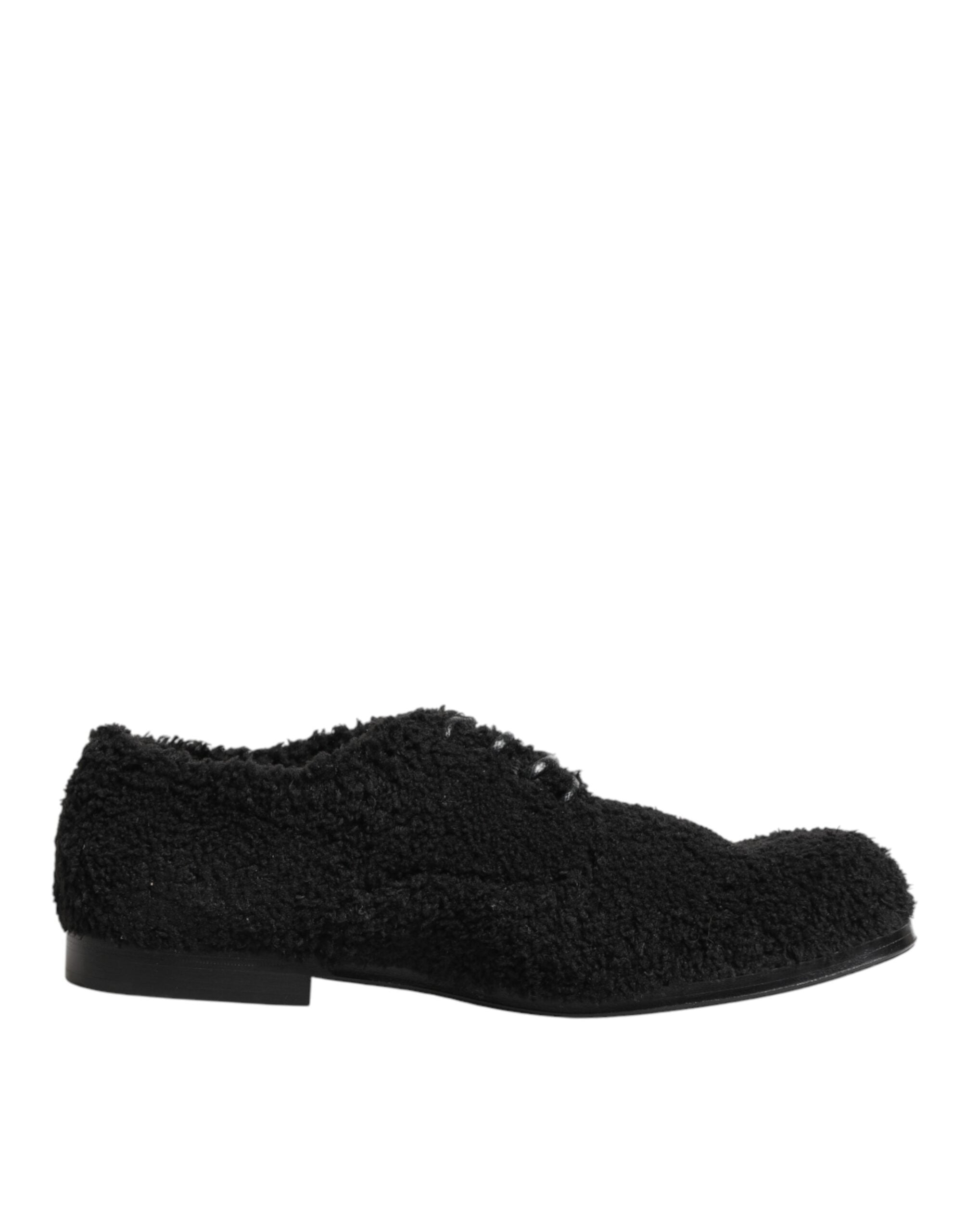 Dolce & Gabbana Herrenschuhe aus schwarzem Riccio-Lammfell
