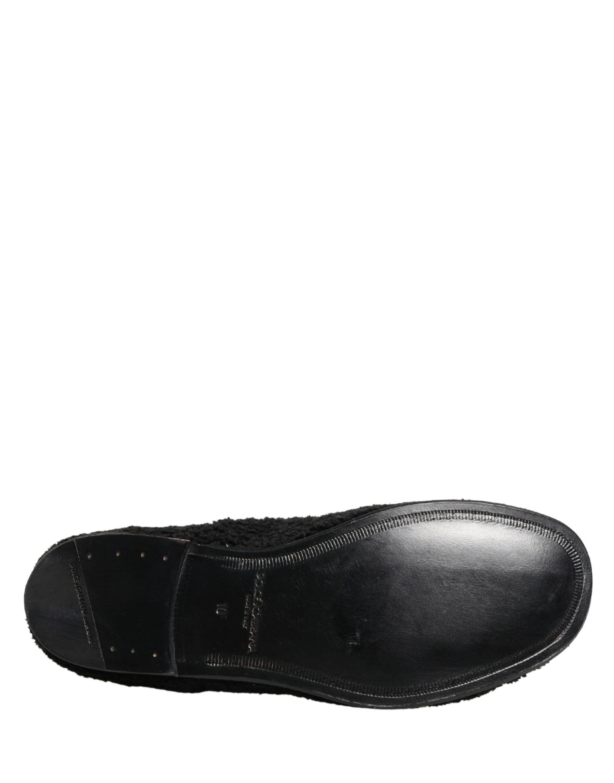 Dolce & Gabbana Herrenschuhe aus schwarzem Riccio-Lammfell