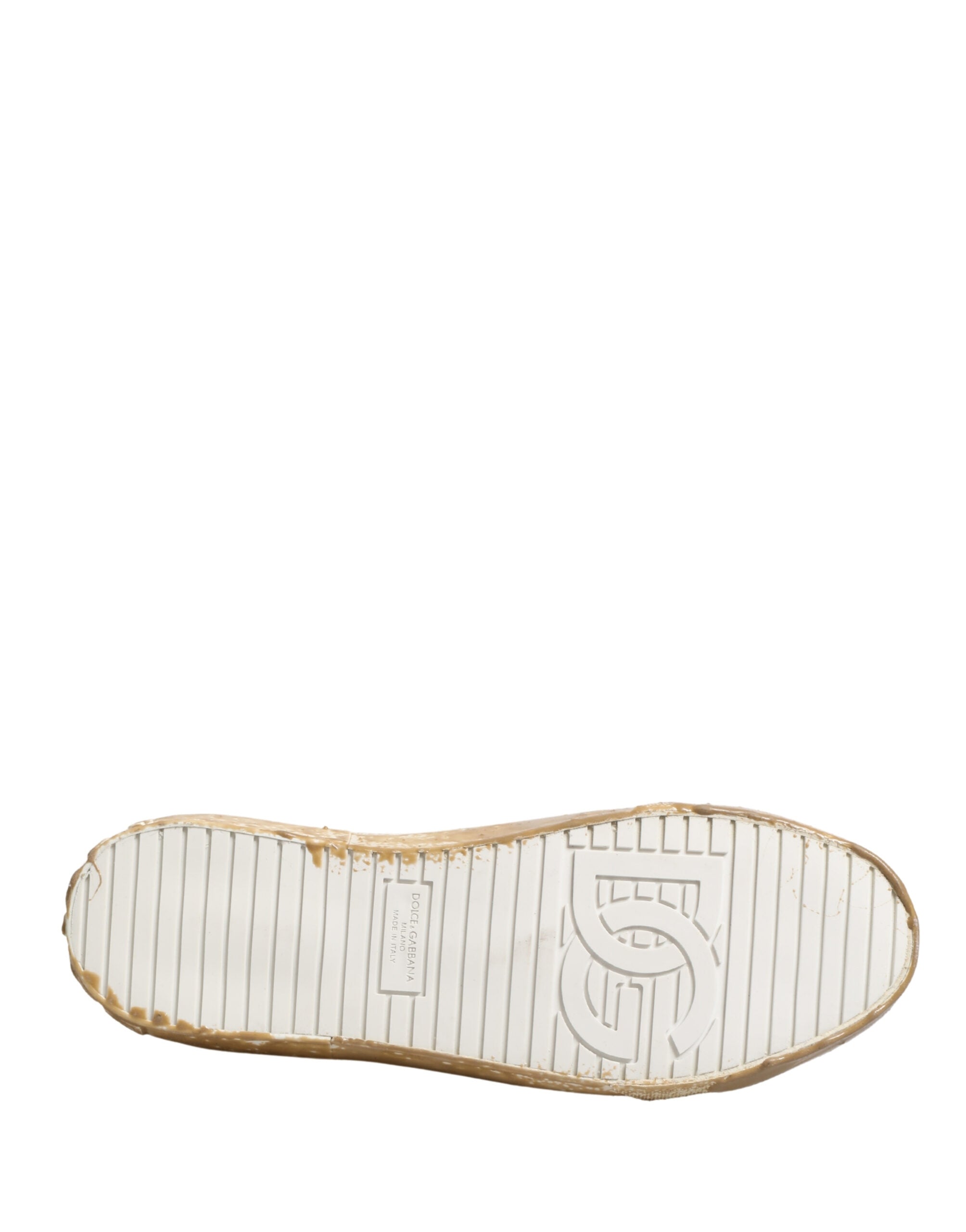 Dolce & Gabbana Weiße Leder-Sneaker mit Paint-Effekt und niedrigem Schaft