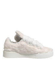 Dolce & Gabbana Weiße Lammfell-Pelz Bianco Low Top Sneaker Schuhe