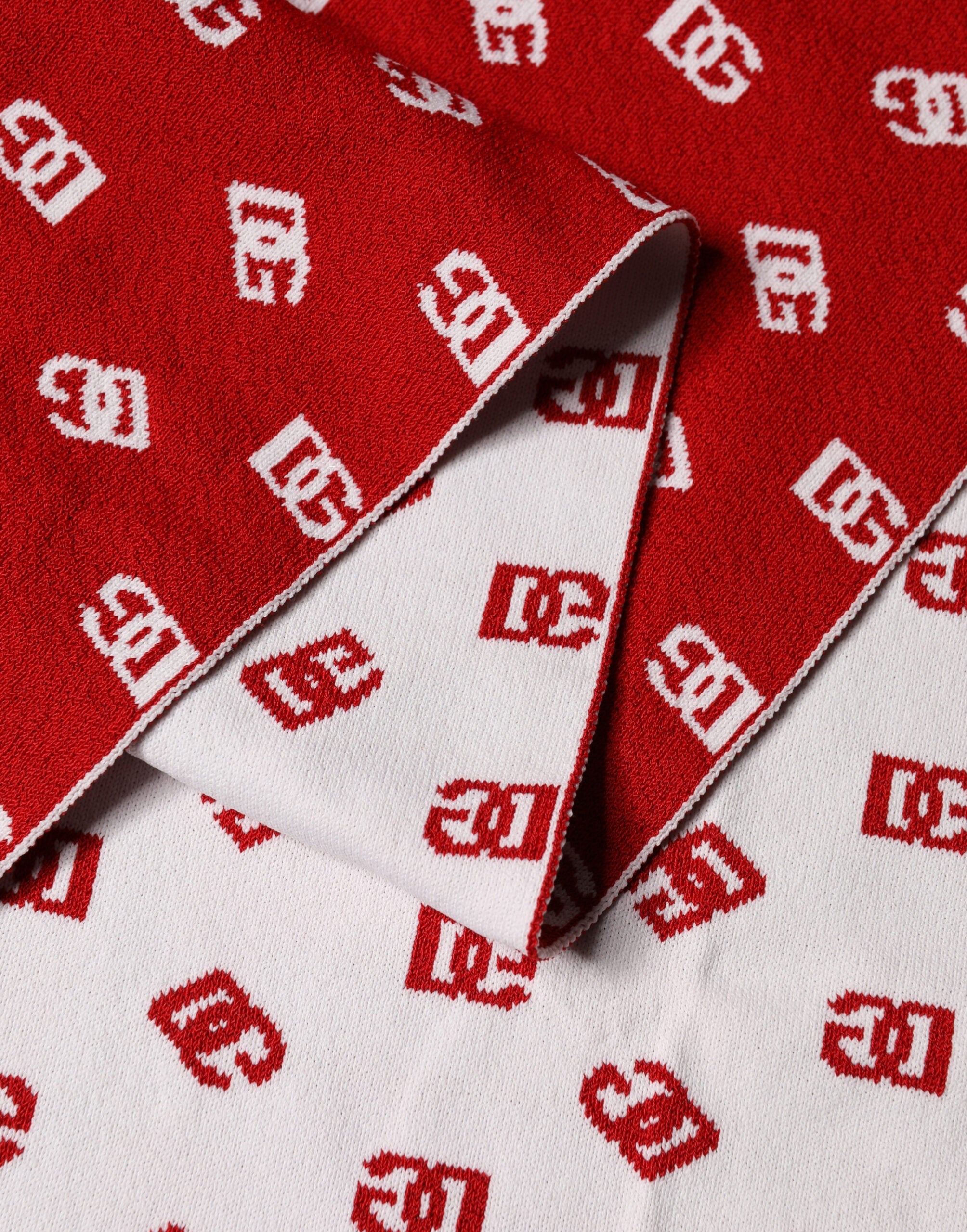 Dolce & Gabbana Rot Weiß Logo-Print Foulard 201cm x 40.5cm Herren Schal