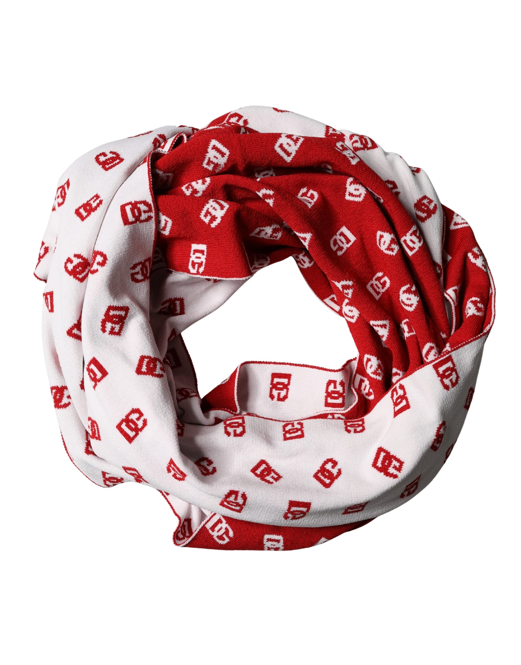 Dolce & Gabbana Rot Weiß Logo-Print Foulard 201cm x 40.5cm Herren Schal