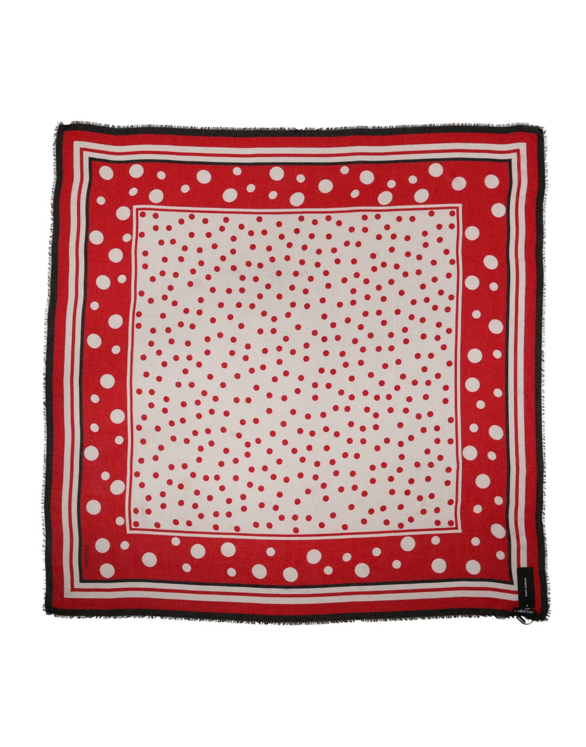 Dolce & Gabbana roter Schal mit Tupfenmuster, quadratisch, 130 cm x 130 cm