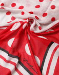 Dolce & Gabbana roter Schal mit Tupfenmuster, quadratisch, 130 cm x 130 cm