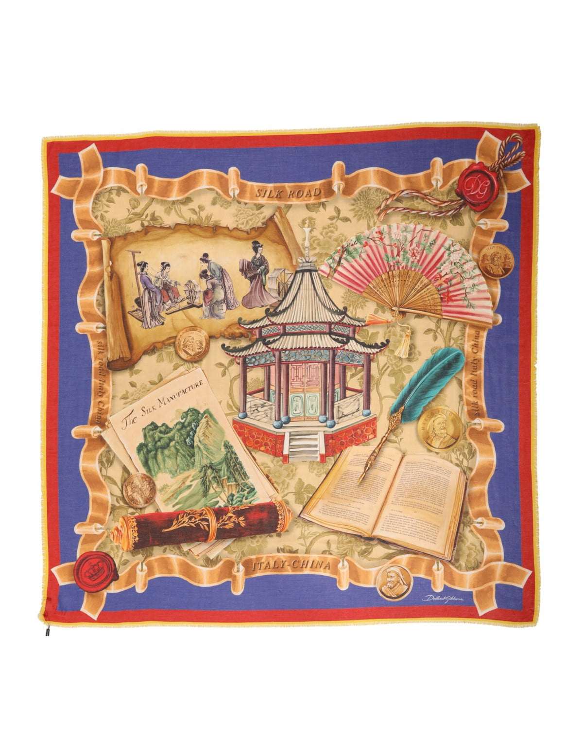 Dolce & Gabbana Mehrfarbig Italien China Schal Umschlagtuch 140cm x 130cm Halstuch
