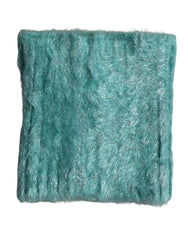 Dolce & Gabbana Petrolfarbener Mohair-Wollstrick-Wickelschal 62cm x 32.5cm