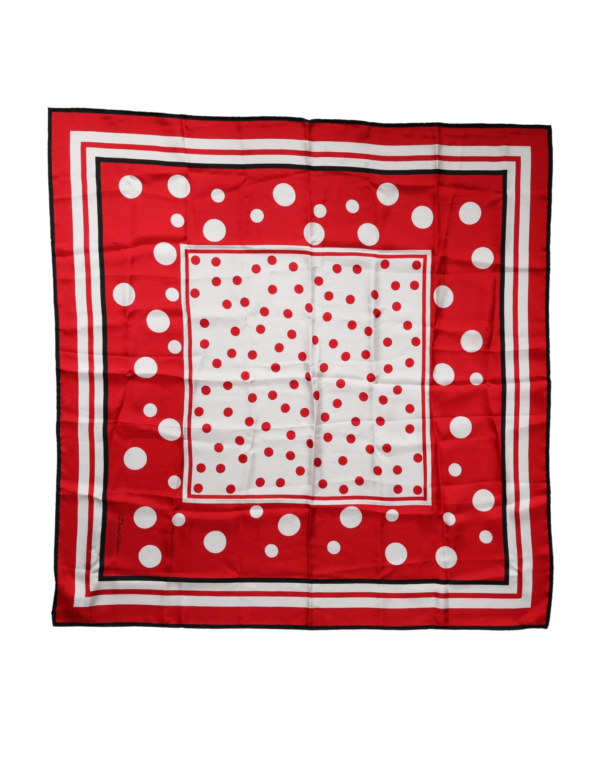 Dolce & Gabbana Rot Weiß Tupfen Quadrat Foulard 90cm x 88cm Schal