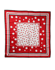Dolce & Gabbana Rot Weiß Tupfen Quadrat Foulard 90cm x 88cm Schal