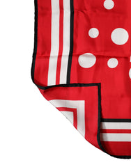 Dolce & Gabbana Rot Weiß Tupfen Quadrat Foulard 90cm x 88cm Schal