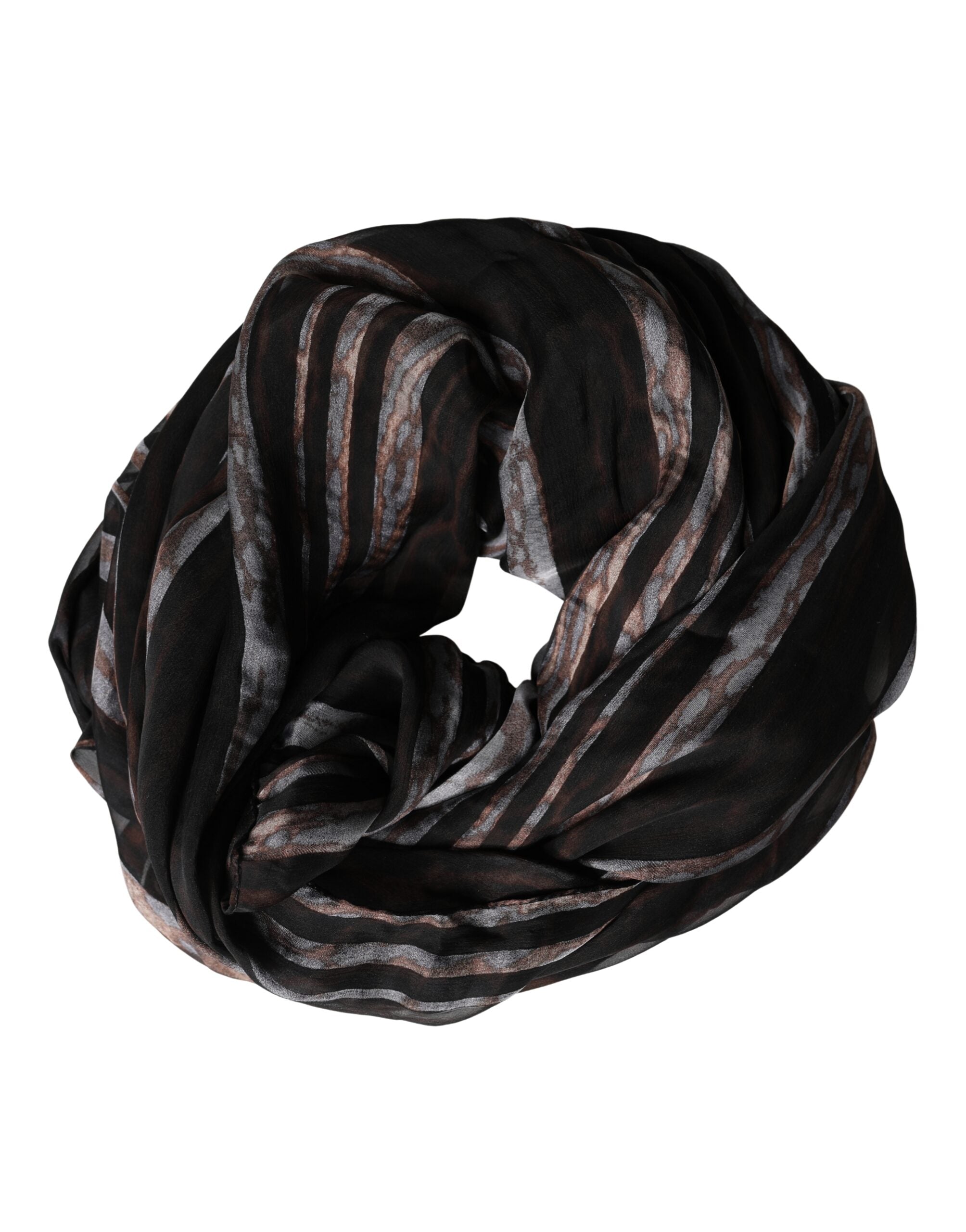 Dolce & Gabbana Schwarze gestreifte Seidenwickelschal Stola 193cm x 131cm Schal