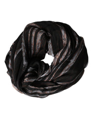 Dolce & Gabbana Schwarze gestreifte Seidenwickelschal Stola 193cm x 131cm Schal