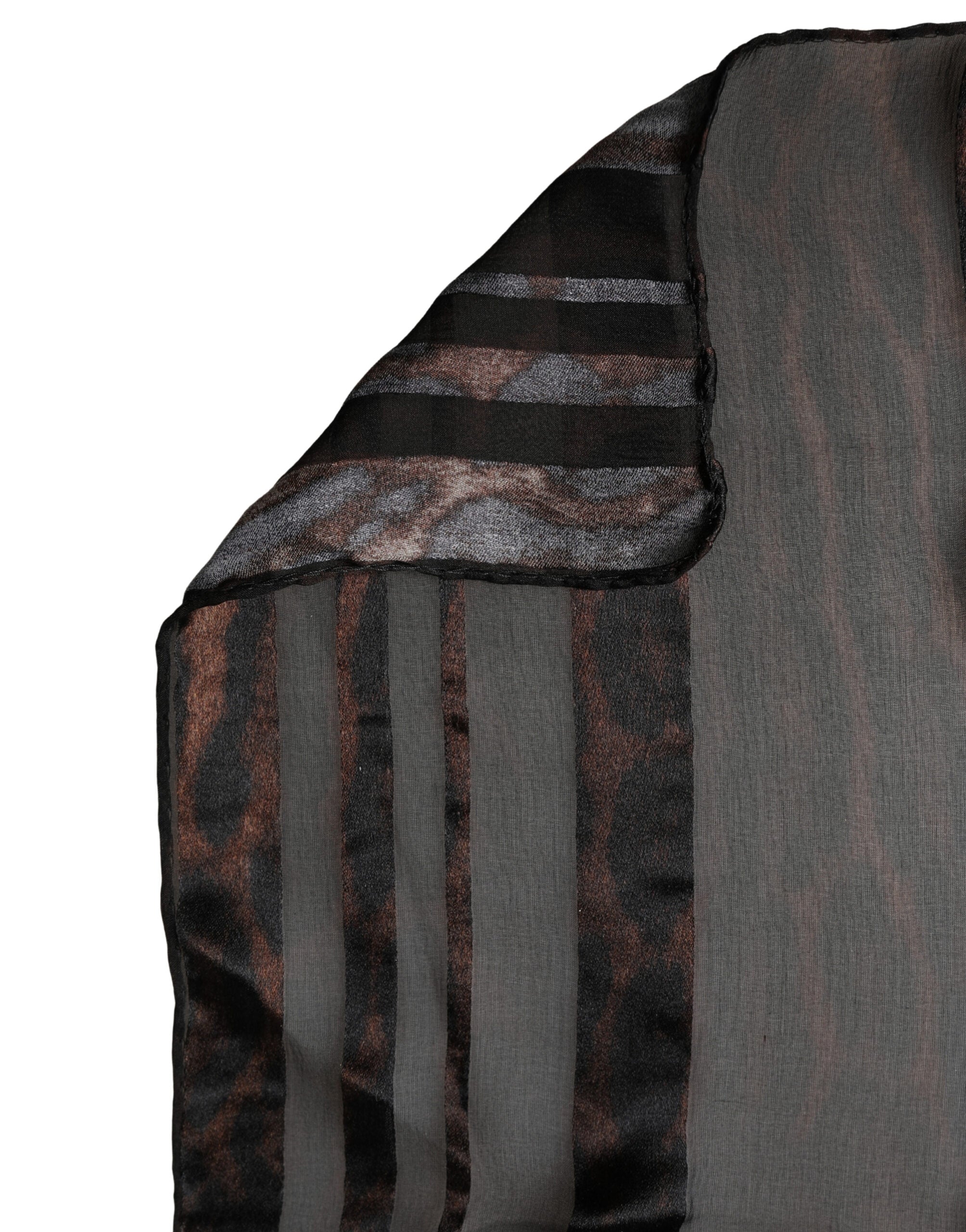 Dolce & Gabbana Schwarze gestreifte Seidenwickelschal Stola 193cm x 131cm Schal