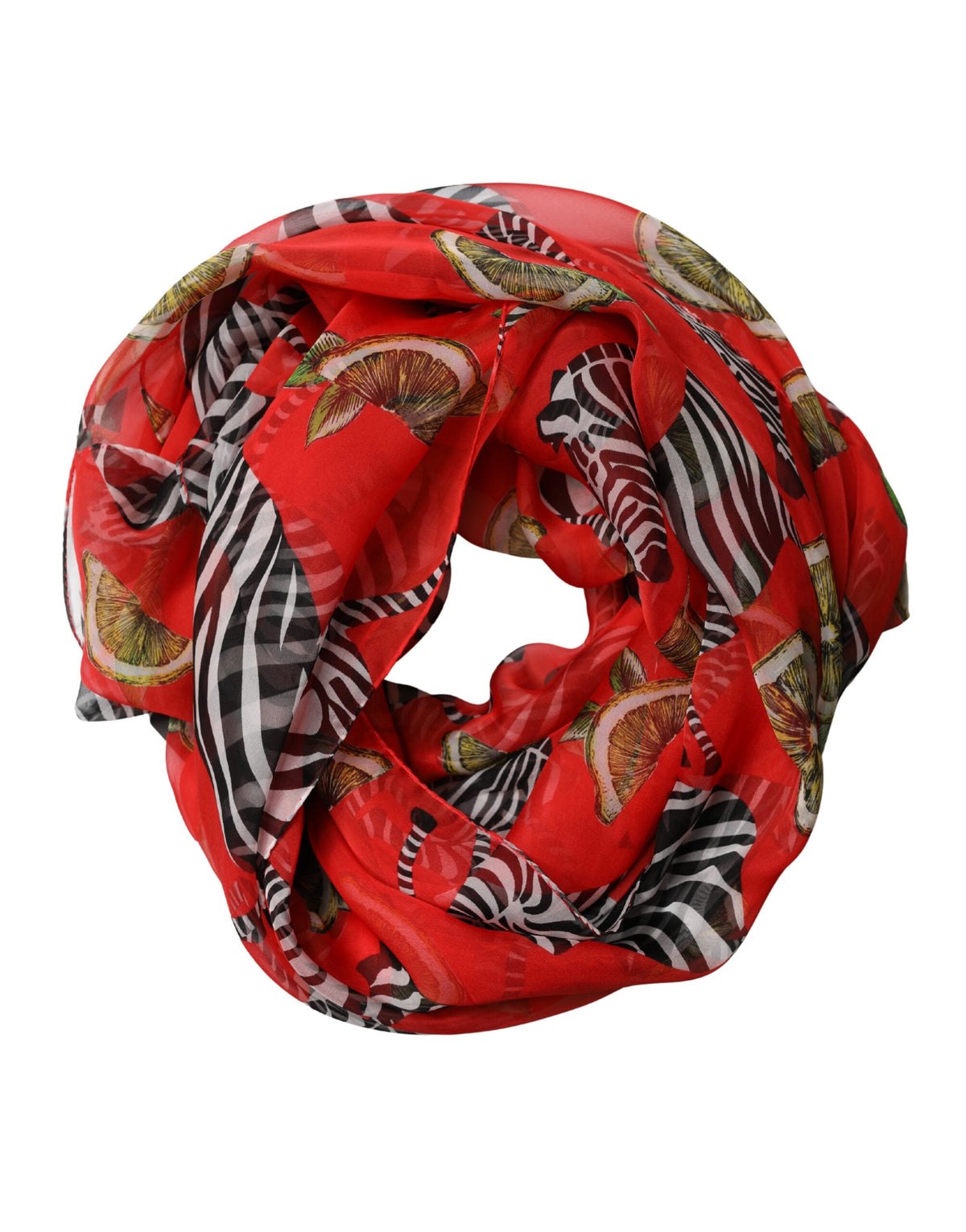 Dolce & Gabbana Roter Zebra-Print Seiden-Wickelschal Stola 200cm x 132cm Schal