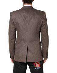 Dolce & Gabbana Bruin Gestreept Enkele Rij Knoopsluiting Blazer