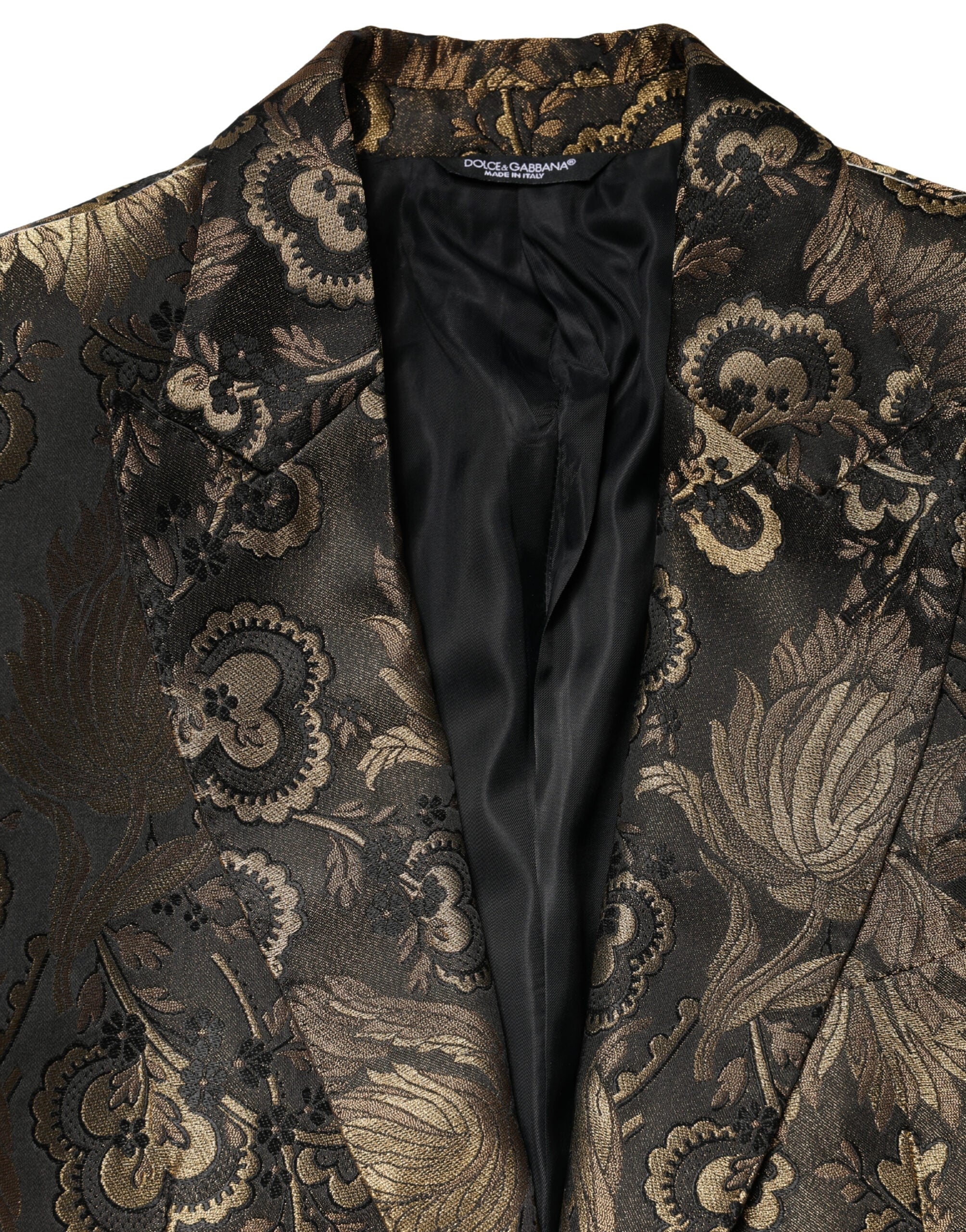 Dolce & Gabbana Goldener Jacquard-Tuxedo-Blazer mit einfacher Knopfleiste