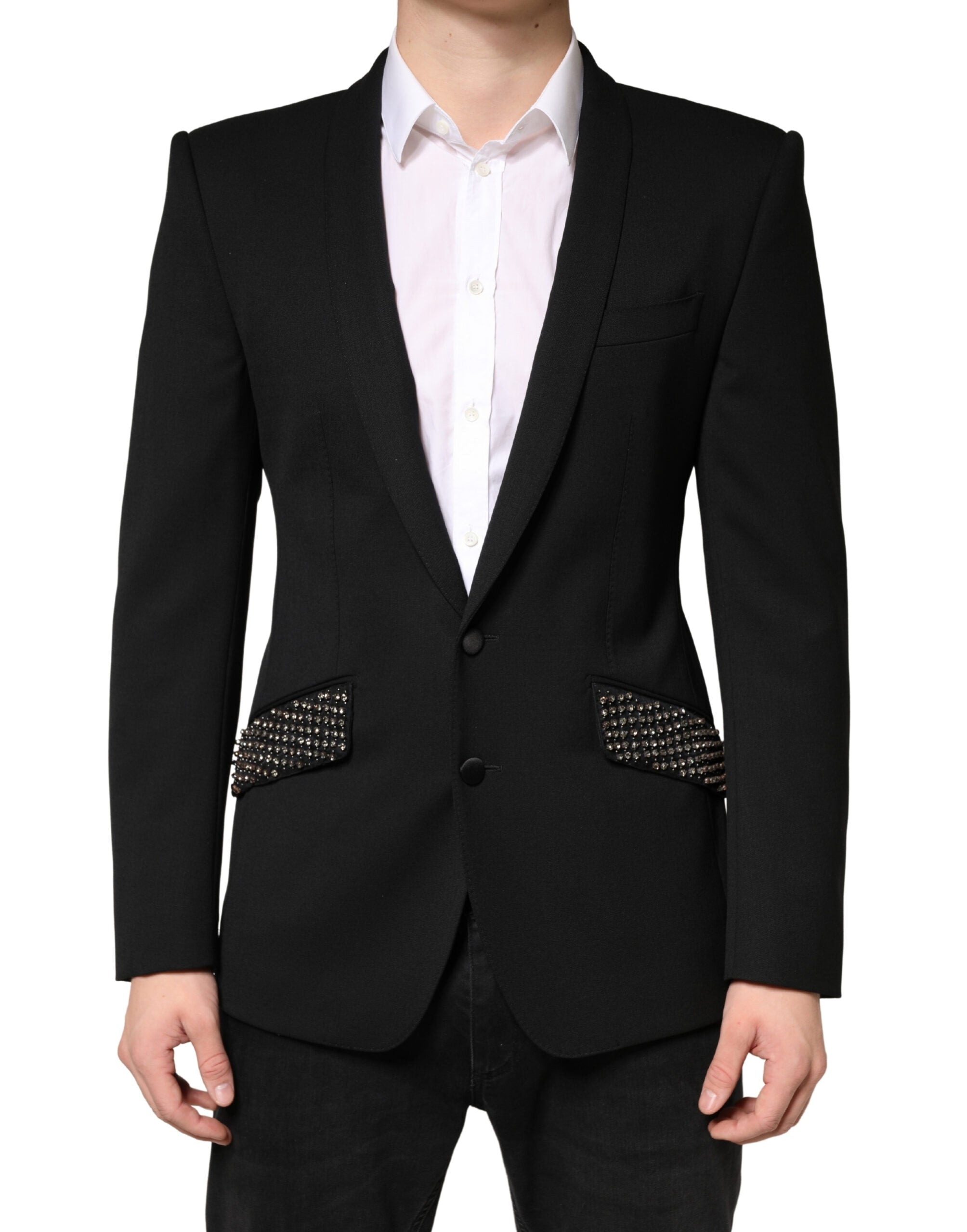 Dolce & Gabbana Schwarzer Blazer mit Verzierungen und einer Knopfleiste