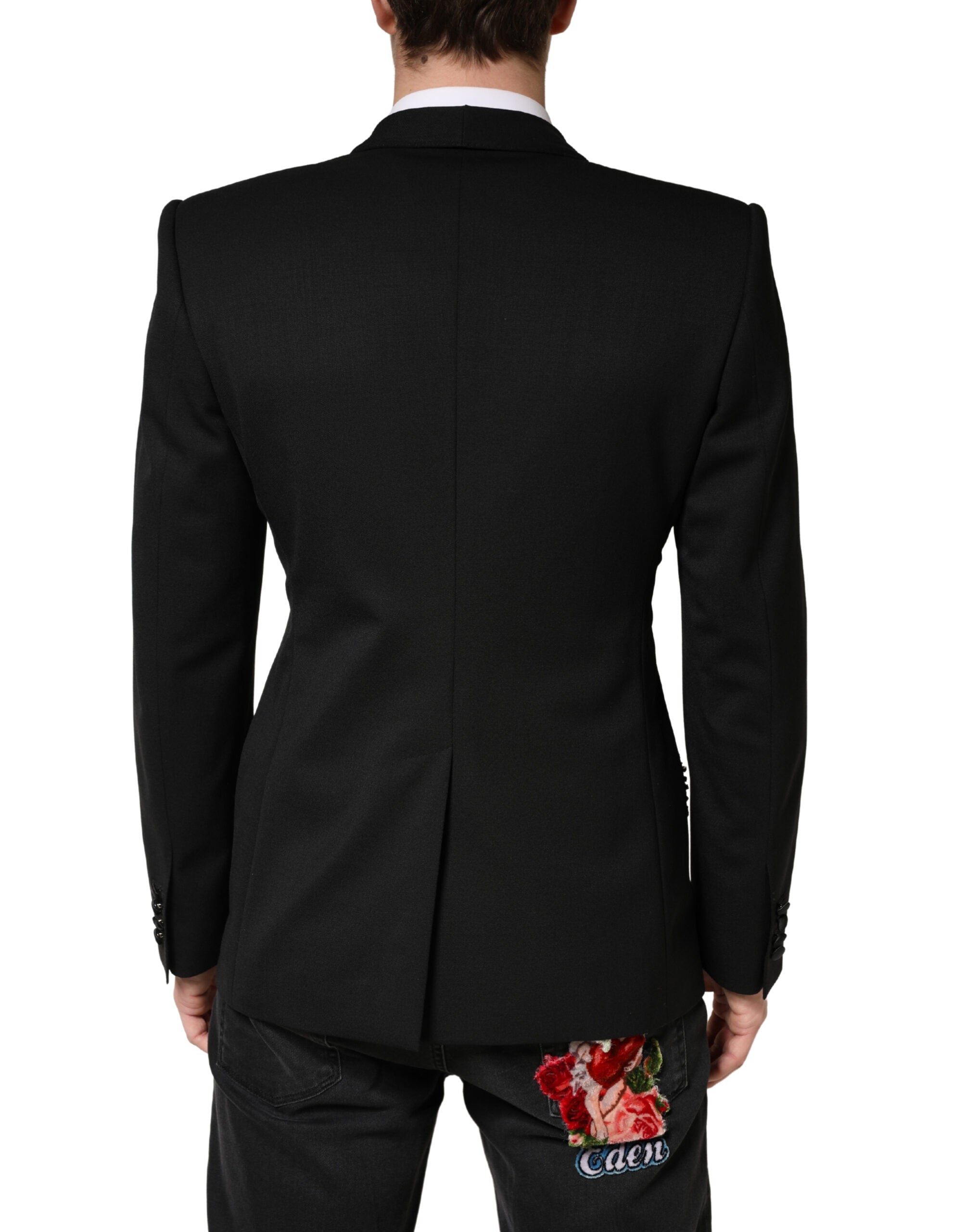 Dolce & Gabbana Schwarzer Blazer mit Verzierungen und einer Knopfleiste
