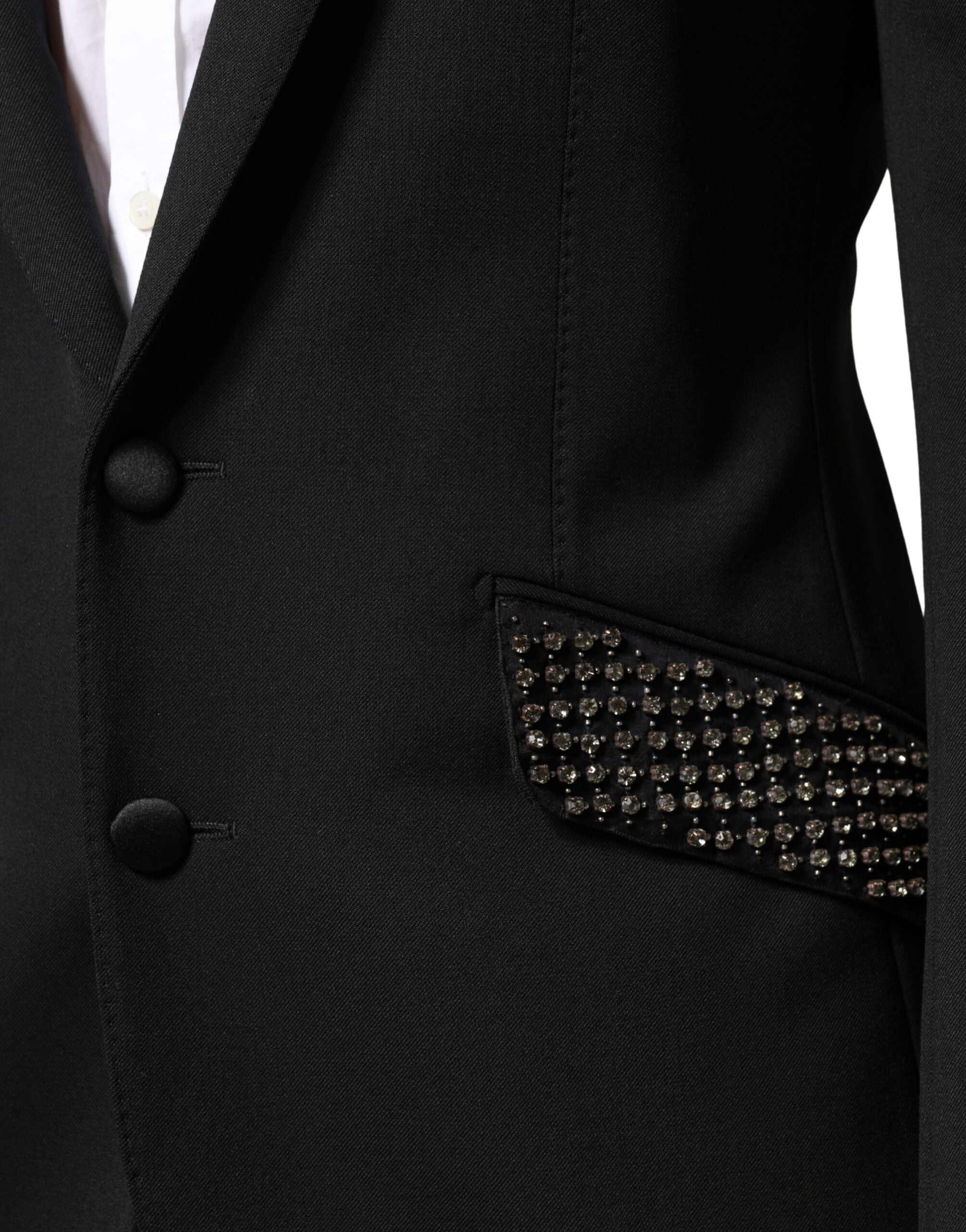 Dolce & Gabbana Schwarzer Blazer mit Verzierungen und einer Knopfleiste