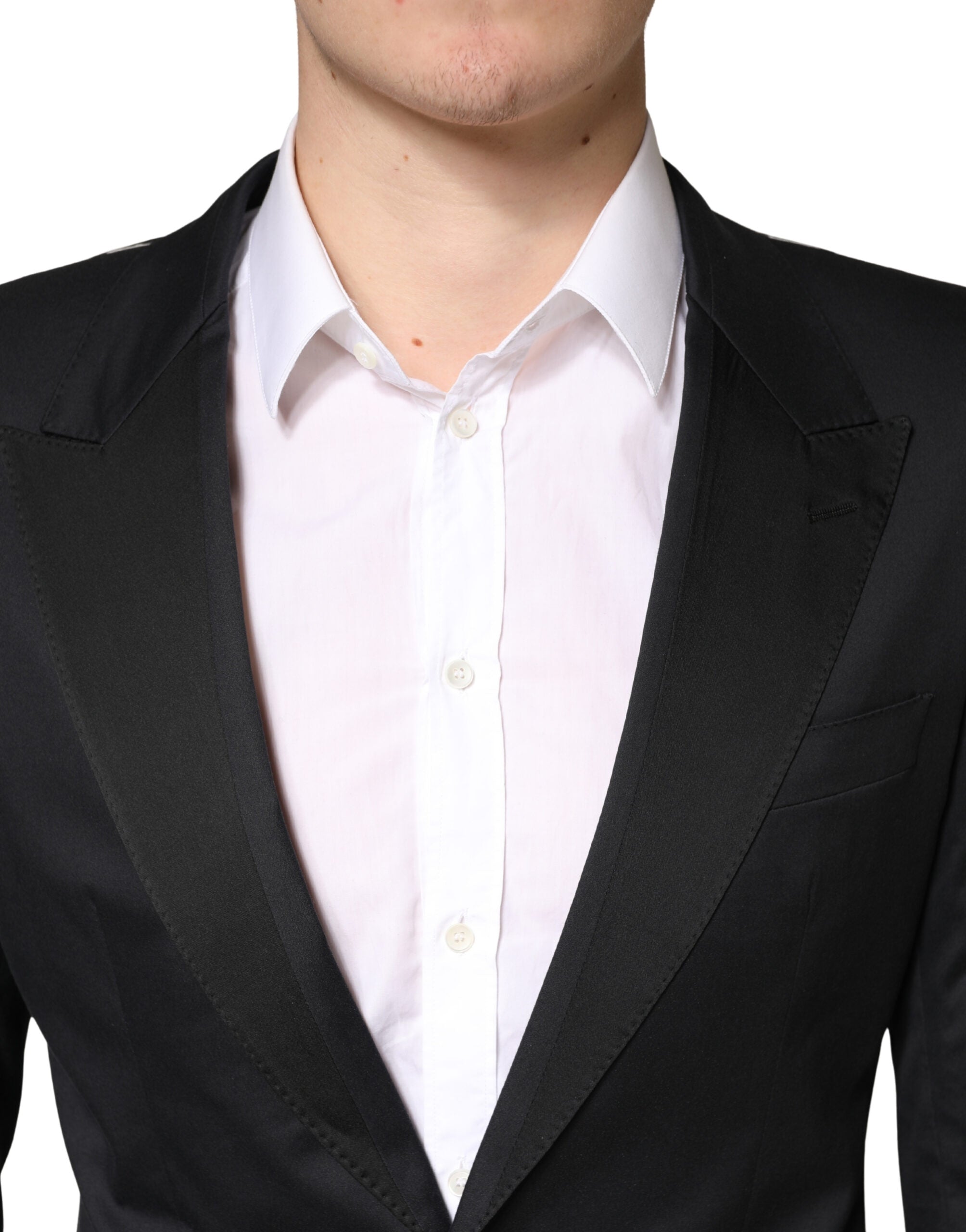 Dolce & Gabbana Schwarzer Einreihiger Zweiteiliger Anzug aus Baumwolle
