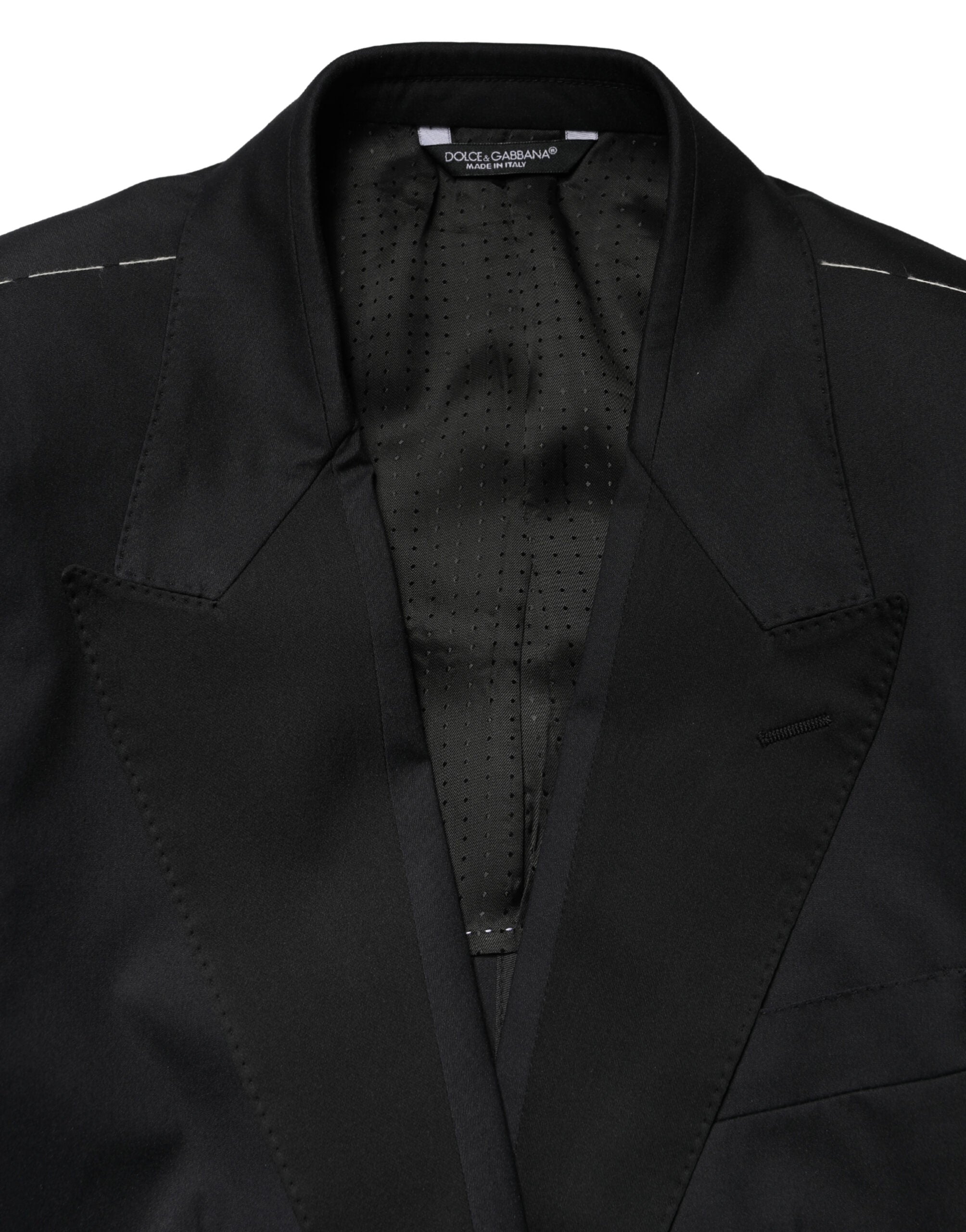 Dolce & Gabbana Schwarzer Einreihiger Zweiteiliger Anzug aus Baumwolle