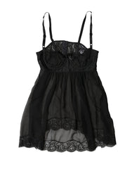 Dolce & Gabbana Schwarzes Seiden-Blütenspitzen-Dessous-Top