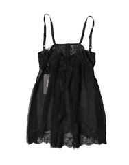 Dolce & Gabbana Schwarzes Seiden-Blütenspitzen-Dessous-Top