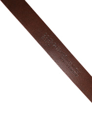 Dolce & Gabbana Red Leather Gold Tone Metal Buckle Men Belt