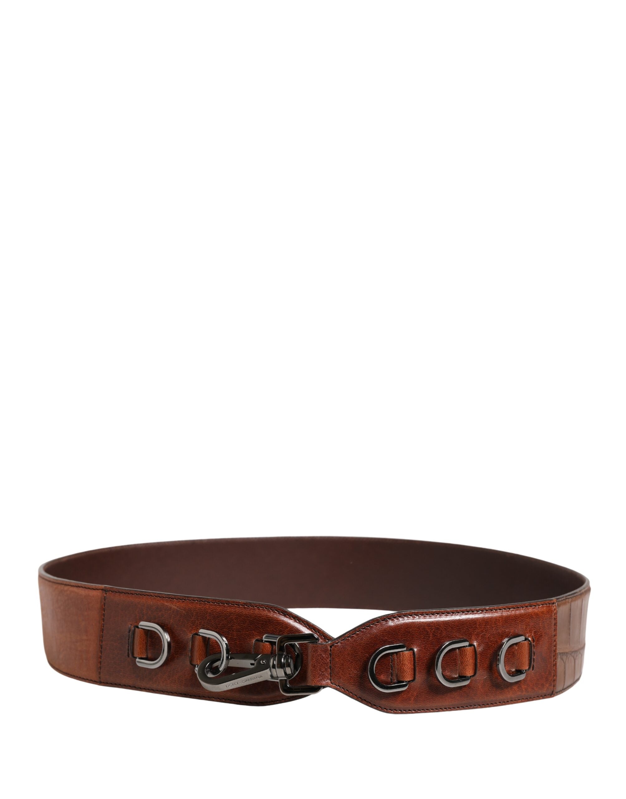 Dolce & Gabbana Brauner Pferd Samt Leder Tasche Zubehör Schultergurt